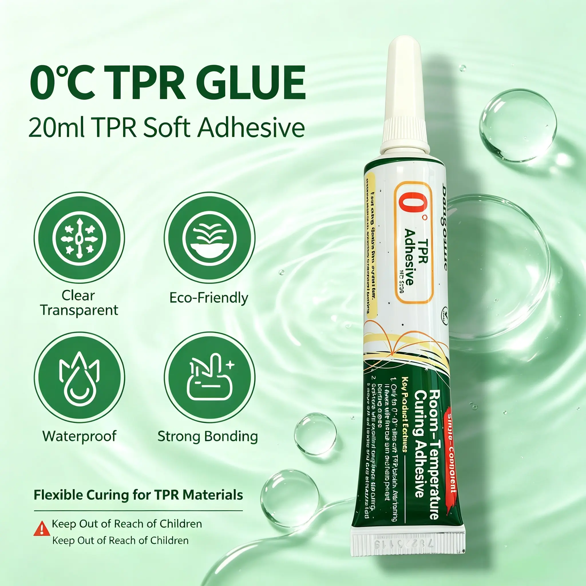 20ML 0°TPR Soft Gel Repair Glue, Injector Transparent Eco-Friendly Adhesive, Waterproof High-Strength Bonding, Flexible Cure, Child-Proof, Sealant
