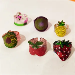 Japan, South Korea, Europe and the United States have the same color ring, acrylic ring macaron gradual change mermaid Ji color couple ring