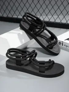 Woven Rope Strap Sandals, Non-Slip Soft Sole Beach Slippers, Versatile One-Step Slip-Ons, Ideal for Vacation & Daily Wear