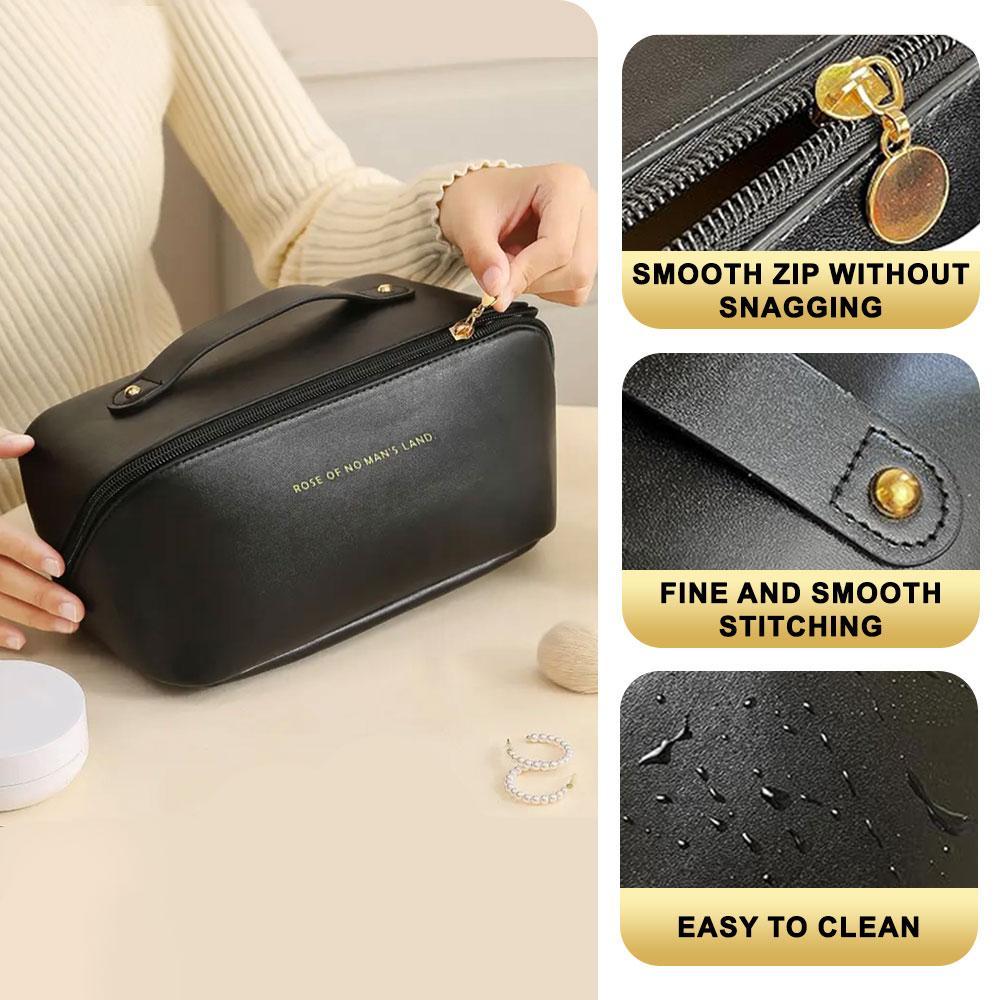 Large Capacity Makeup Bag, Fashionable Portable Handbag, PU Leather Cosmetic Organizer, Zipper Travel Storage, Gift for Girls