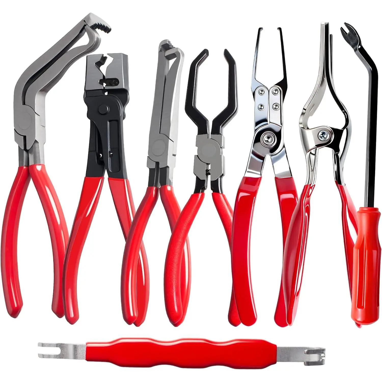 8 Pieces Electrical Disconnect Pliers for Cars, Automotive Electrical Plug Connector Disconnect Tool and Connector Separator and Hose Clamp Pliers