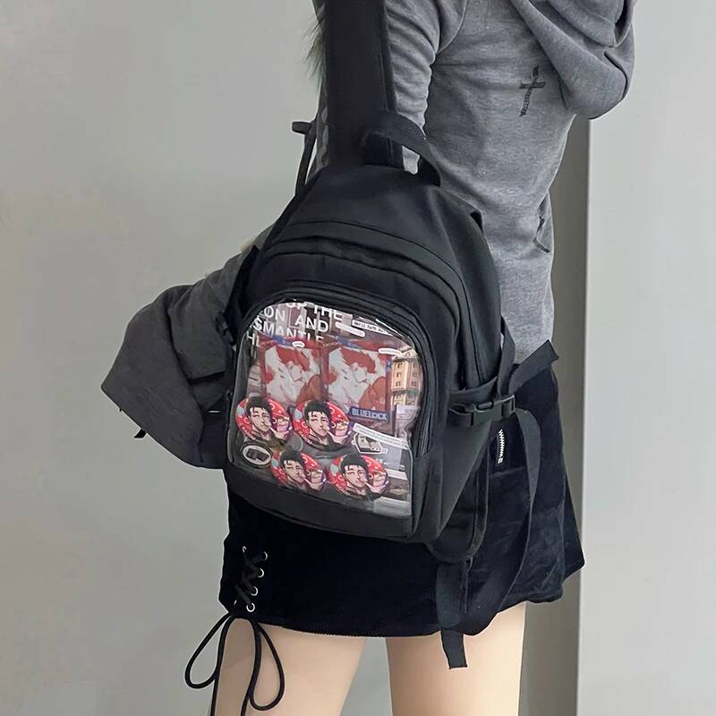 Y2K Cute Mini Backpack Women Fashion ItaBag Sweet Girl Transparent Rucksack DIY Personality Display Knapsack Lolita Shoulder Bag