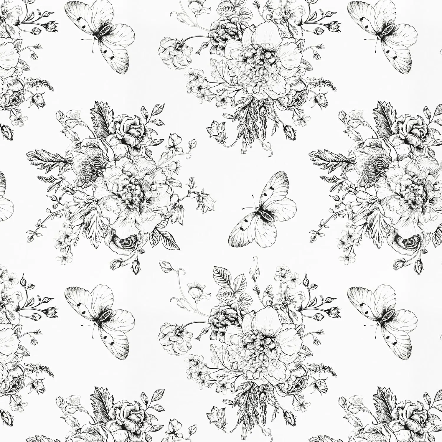 Floral and Butterfly Self Adhesive Shelf Liner for Kitchen Bedroom Cabinets  Drawer Liner Dresser Vinyl Rolls 17.7In X 78.7In