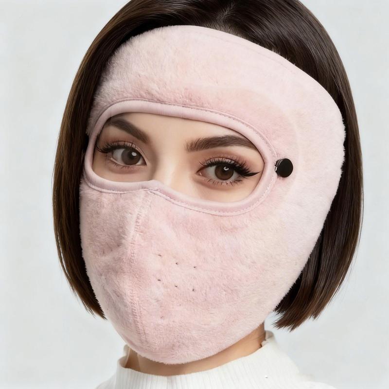 Winter Warm Face Cover with Removable Eye Shield Thick Fleece Lined Full Face Mask for Men Women Outdoor Cycling Motorcycle Riding Cold Weather Pink Black