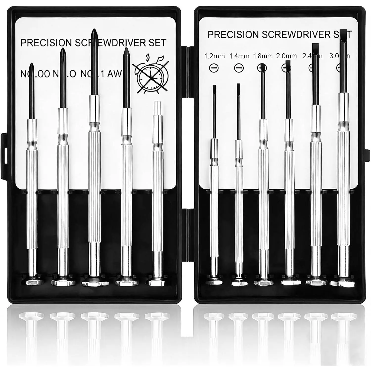 11 count Small Precision  Set,  Mini Screw Driver Set Kit, 6 Different Sizes of Flat   Screwdrivers for Watch, Eyeglasses, Electronics, Repair Box