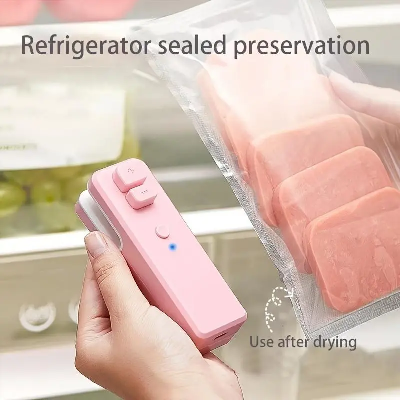 1pc ESUPER 2-in-1 Portable Handheld Food Bag Sealer and Cutter, USB Rechargeable Mini Heat Seal Machine with Lithium Polymer Battery for Freshness Preservation, Bag Sealers for Food Storage