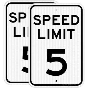 2 Pack Speed Limit 5 MPH Slow Down Traffic Sign 18" x 12" Engineer Grade Reflective Sheeting Rust Free Aluminum Weather Resistant Waterproof Fade Resistant 2 Pre-drilled Holes