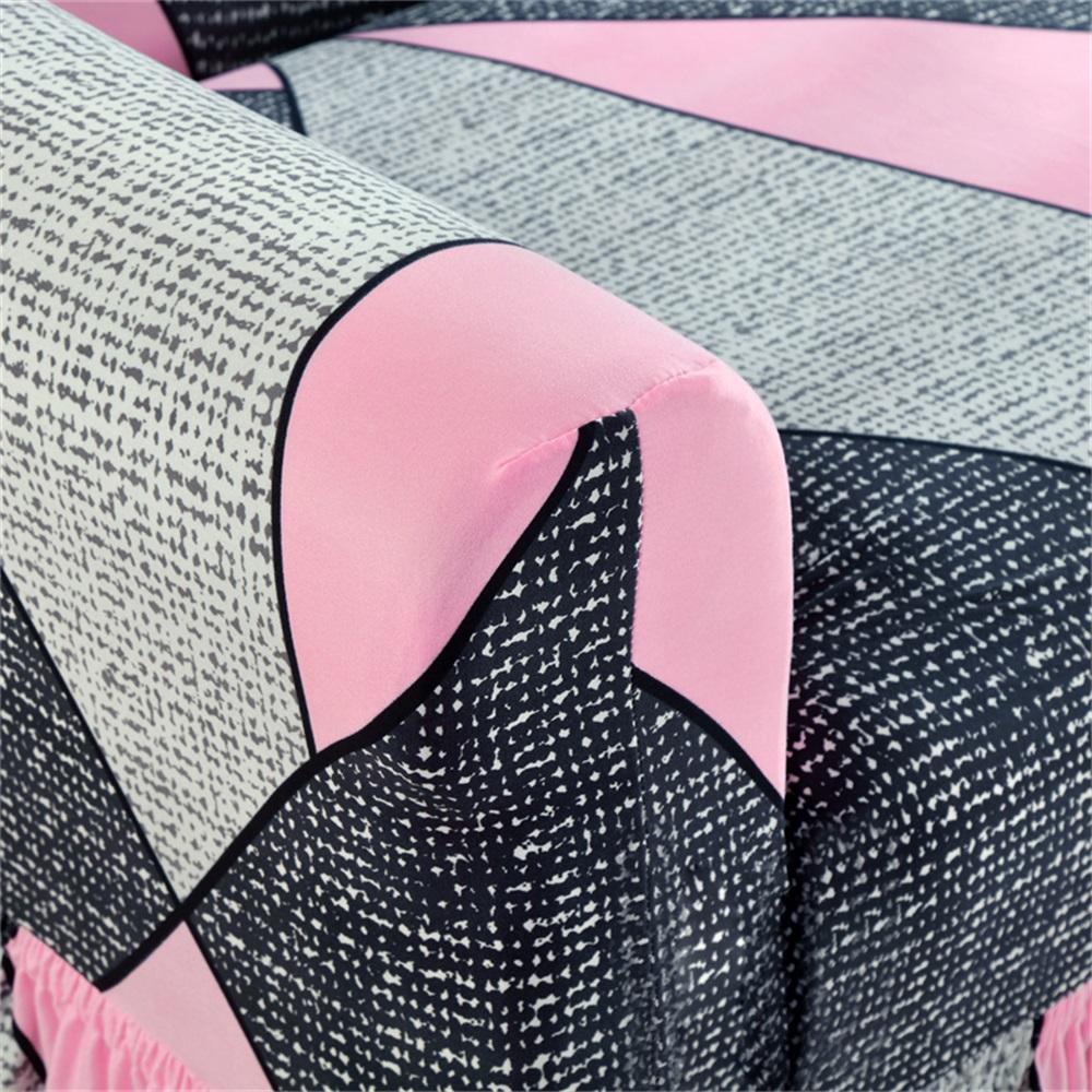 Geometric Pattern Stretch Sofa Cover, Couch Cover, 1 Count Elastic Sofa Slipcover with Ruffle Trim, Dustproof Sofa Protector for Home Living Room, Sofa Protector for Home Living Room