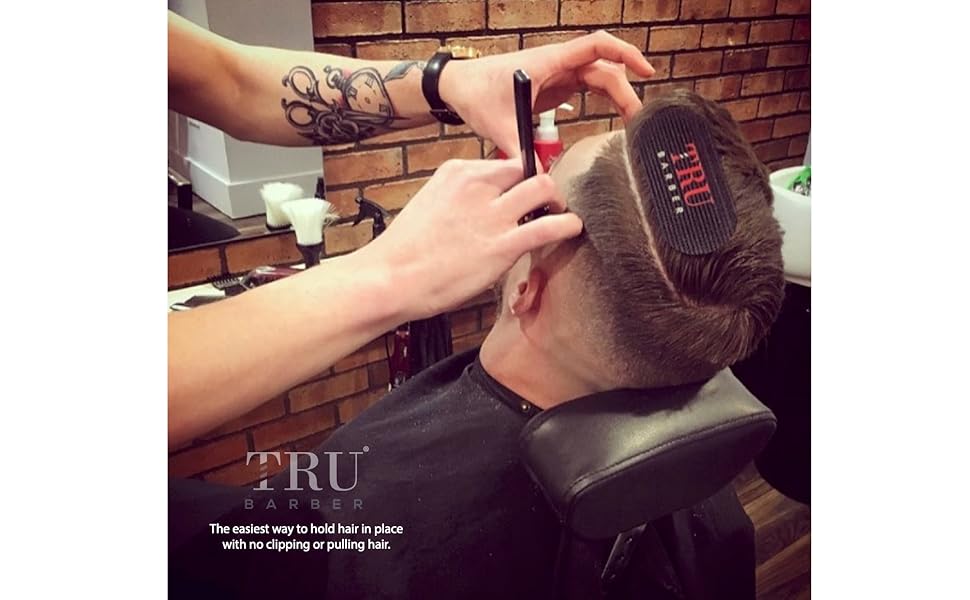 TRU BARBER HAIR GRIPPERS ® 3 COLORS BUNDLE PACK 6 PCS for Men and Women - Salon and Barber, Hair Clips for Styling, Hair holder Grips (Black/Red/Black)