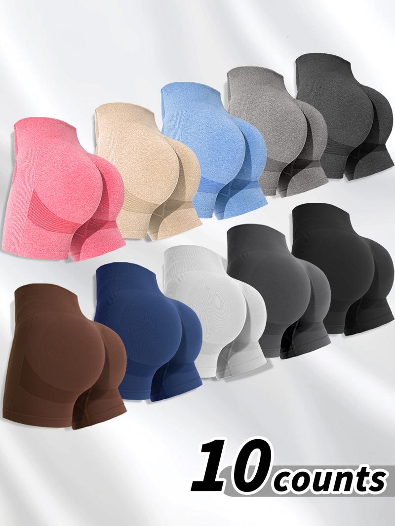 Women's Solid High Waist Sports Shorts, Tummy Control Biker Shorts, Yoga Short Leggings, Workout Shorts, Summer Gym Clothes, Summer Outfits 2024, Ladies Sportswear Bottoms