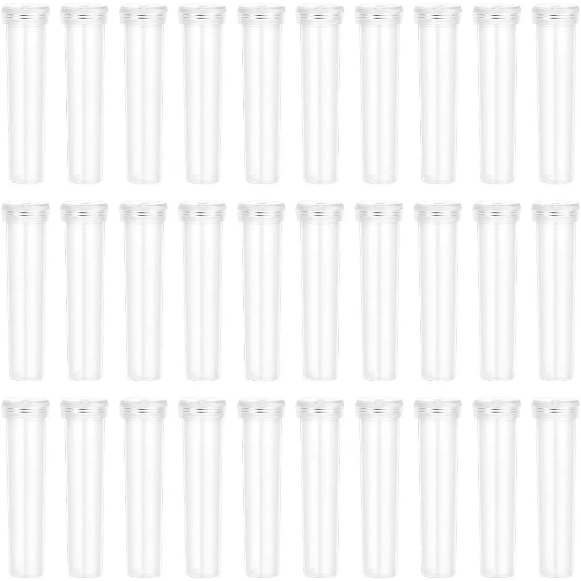 Vials for Flower Arrangements 2.8 Inch Floral Water Tubes Plastic Floral Vials with Caps (Clear, 30 Pack)