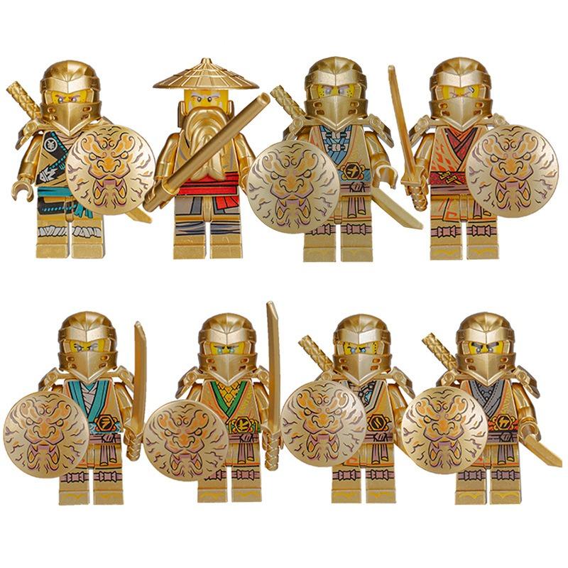 Building blocks gold ninja humanoid dolls educational splicing toys mini characters children's birthday gifts cartoon characterspopular popular