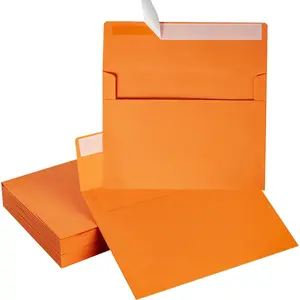100 Pack Dark Orange A7 Self-Adhesive 5x7 Envelopes for Invitations and Greeting Cards, 5.24 x 7.21 Inches