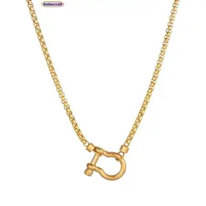 Dual-Color Layered Necklace in Stainless Steel, Unisex Minimalist Jewelry with a Chunky Clasp, Waterproof and Non-Tarnish