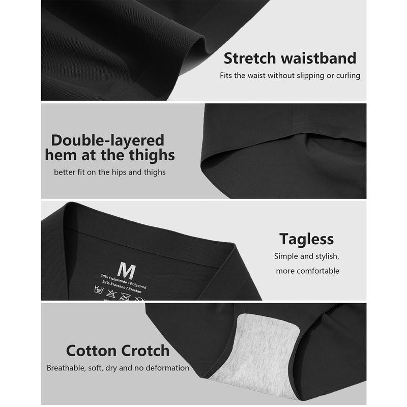 LEVAO Women Seamless Mid Waisted Underwear No Show Full Coverage Briefs Breathable Stretchy Invisible Panties 6Pack