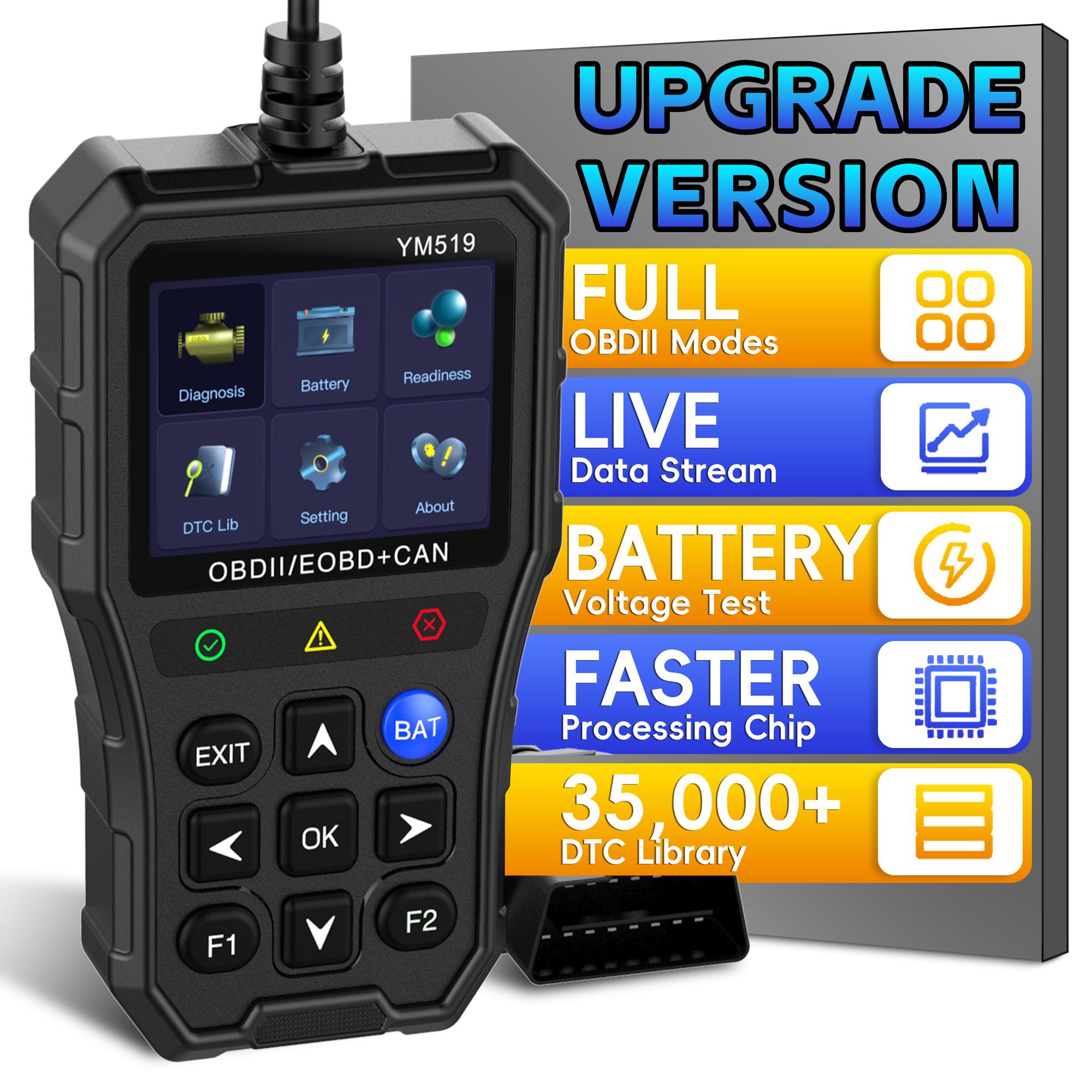 Upgraded Obd2 Scanner Code Reader, Car Diagnostic Scanner Full Obd2 and Can Modes, I/m Ready Check, Real-Time Data Monitoring, Dtc Library, Fits All Obd Ii Cars Since 1996