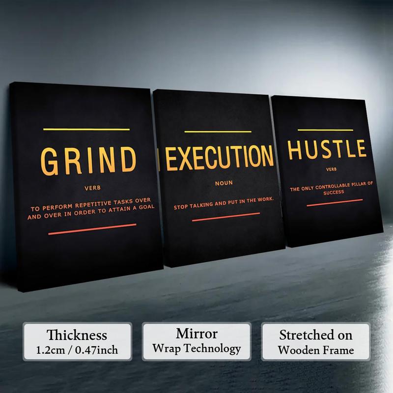 Wooden Framed Canvas Painting, 3 Counts/set Urban Inspirational Letter Decorative Painting, Modern Art Poster for Office Home Dormitory Dining Room Bar, Wooden Wall Art Wooden Framed Canvas Painting, 3 Counts/set Urban Inspirational Letter Decorative Painting, Modern Art Poster for Office Home Dormitory Dining Room Bar, Wooden Wall Art