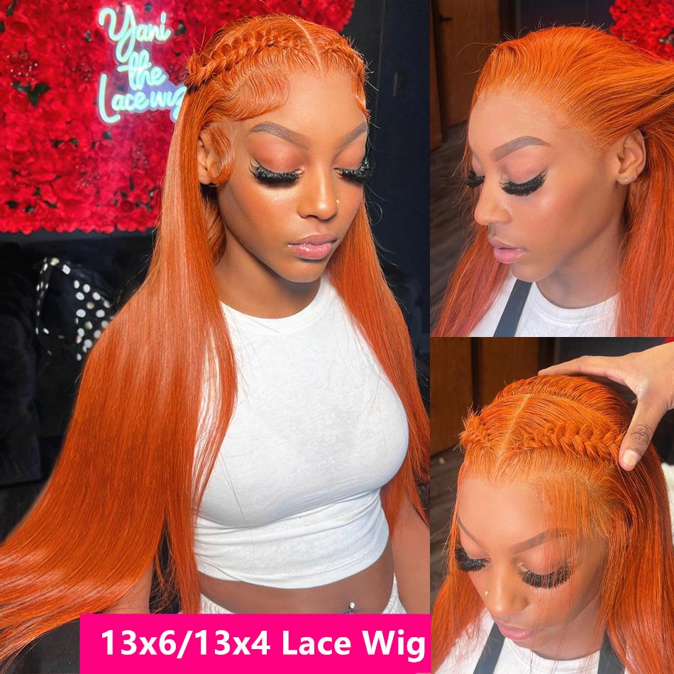 Bling Hair 30 32 Inch Orange Ginger Lace Frontal Wigs Human Hair Body Wave 13x6 13x4 HD Lace Frontal Wig Pre Plucked Loose Wave Colored Brazilian Transparent Lace Wig 180% Density Clearence Sale TikTokShopHolidayHaul