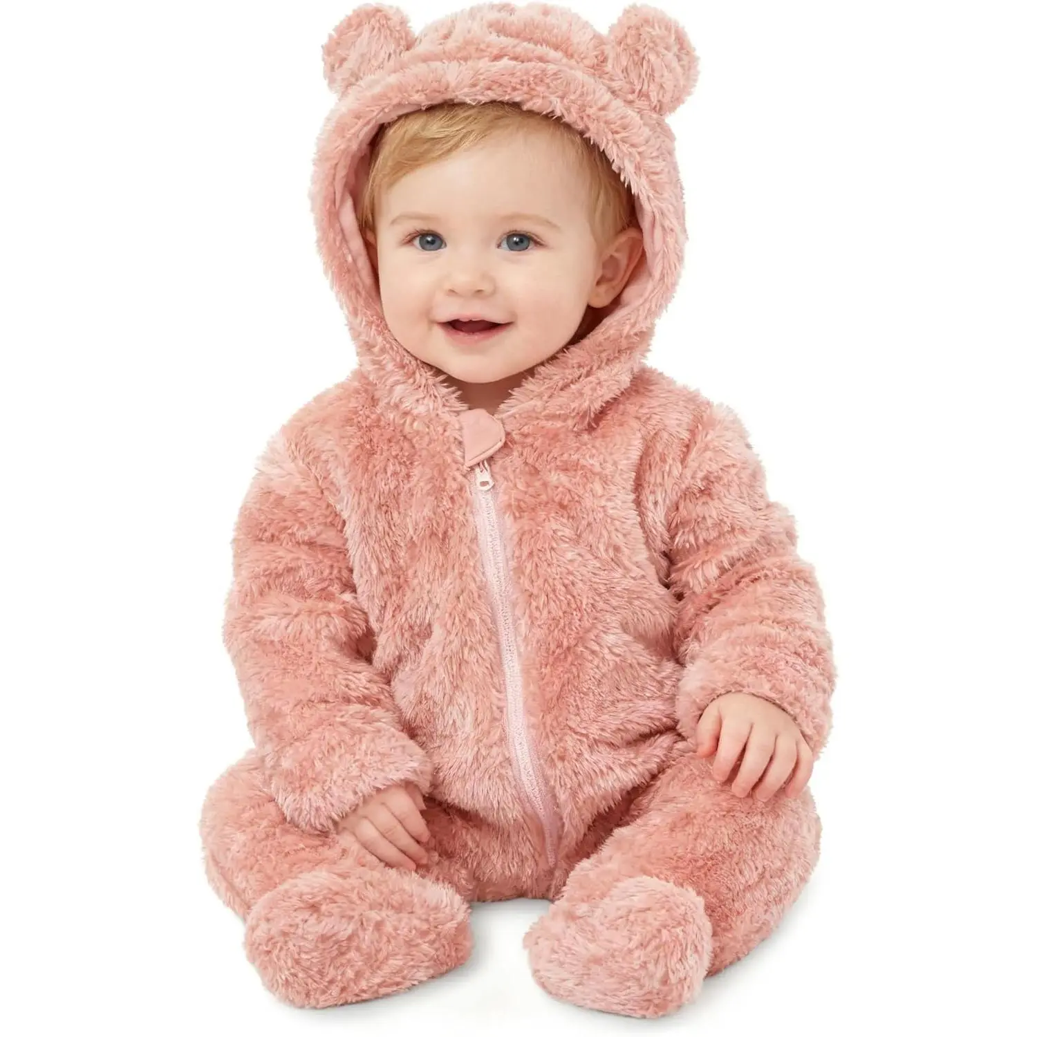 Baby Plush Long Sleeve Polar Fleece Jumpsuit With Bear Ears Baby Fleece Hooded Jumpsuit Infant Winter Outfit New model july cotton fit rompers knits bodysuit cute funny onesies clothes personalized dillards print smocked
