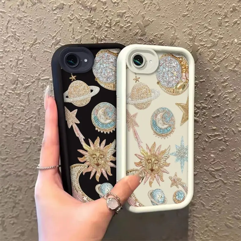 Phone case for iphone 16E 17E Gift Enhanced Peotection Shockproof Celestial Mosaic Sun Moon Star Phone Case soft silicone Celestial Eye Layered Phone Case ROOJTMXDG