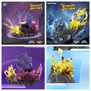 Official Pokémon figure set, Gengar Pikachu Lucario battle model, anime desktop decoration, collectible trendy toy HOLLYBOX