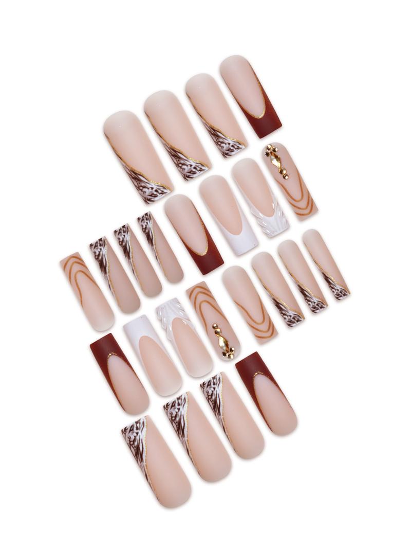 Cross-Border Hot Sale Square Fake Nails French White Edge Gradient Sparkling Rhinestone Wearable Nail Tips Finished Wholesale