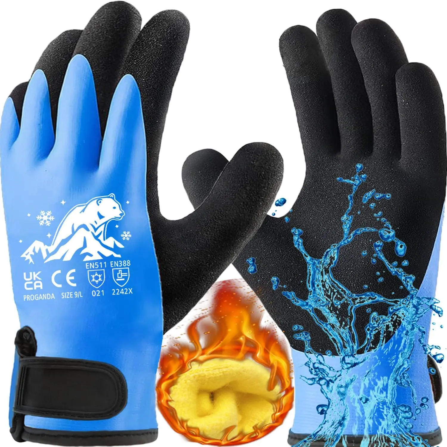 100% Waterproof Cold Weather Thermal Work Gloves with Double Coating and Polar Fleece Liner for Outdoor Work, Gardening, Car Use, Thermal Gloves, Women