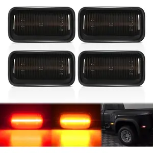 Nilight Fender Side Marker Lights 4 PCS 21 LED Smoke Lens Red Amber Front Rear Clearance Light Compatible with 2015-2022 Chevy Silverado GMC Sierra 2500HD 3500HD Dual Wheeler Trucks