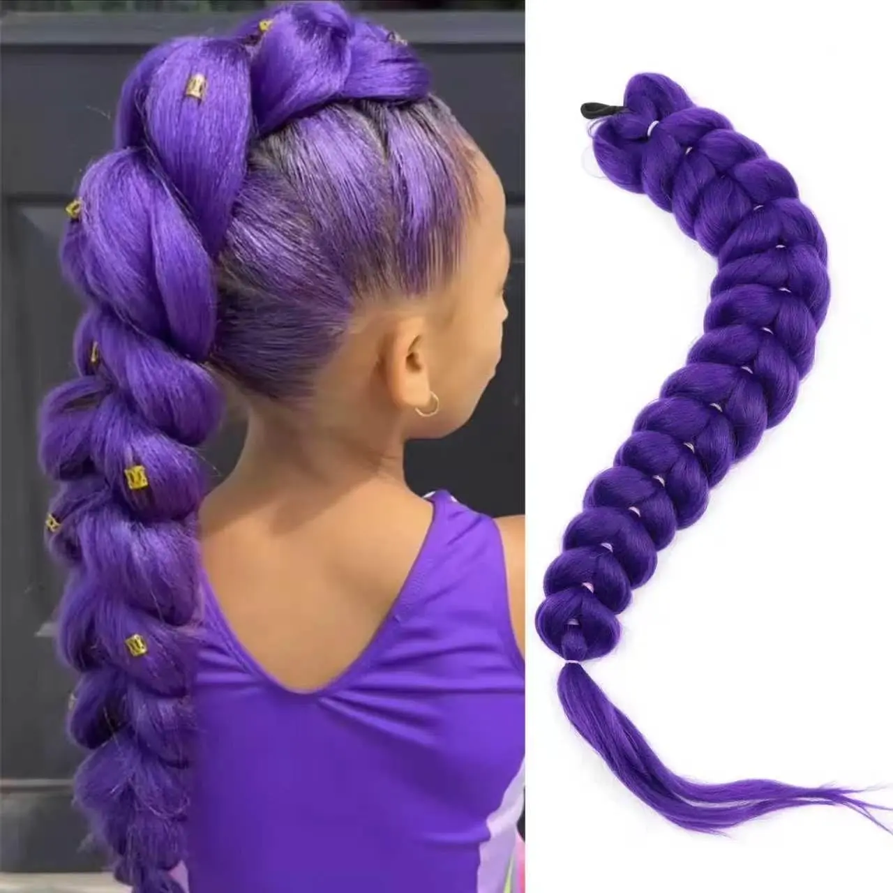 26 Inch Ponytail Extensions Synthetic  Braids Ponytail Hair