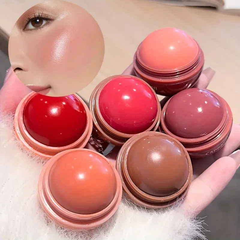 6pcs Matte Liquid Blush Stick, Spherical Juice Blush, Suitable for Lips and Cheeks, Waterproof, Rich Color Payoff,  Shade, Brightening Effect