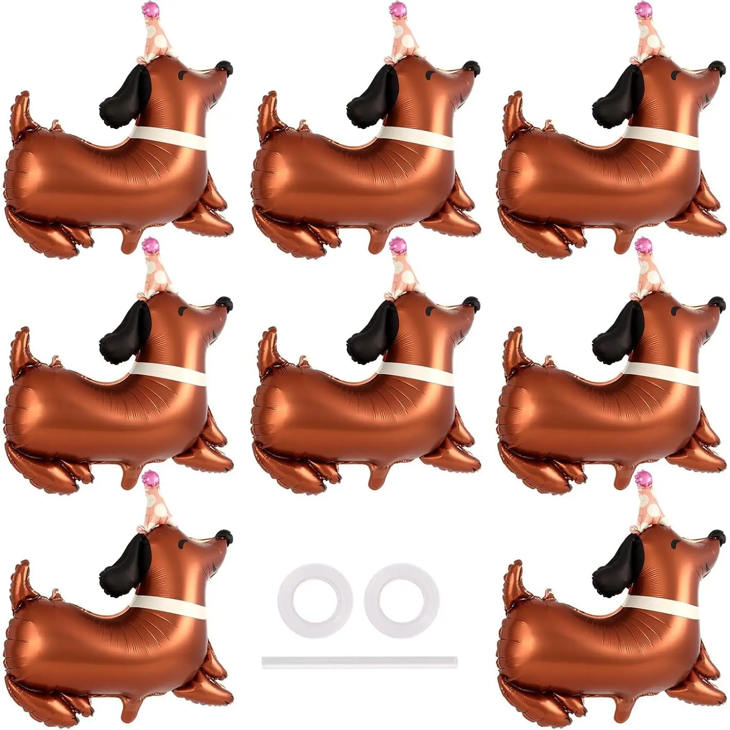 8 Pcs Dog Birthday Balloons, Puppy Dogs Foil Balloons Dachshund Balloons for Pets Dogs Animal Themed Birthday Baby Shower Party Decoration (Dachshund Dog)