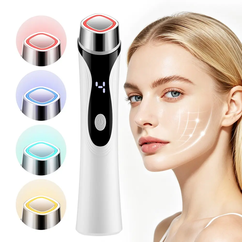 Four-In-One Multi-Function Microcurrent Beauty Device, 4 Color LED Light Skincare Instrument, Facial Massage for Tightened Skin, Best Gift for Women