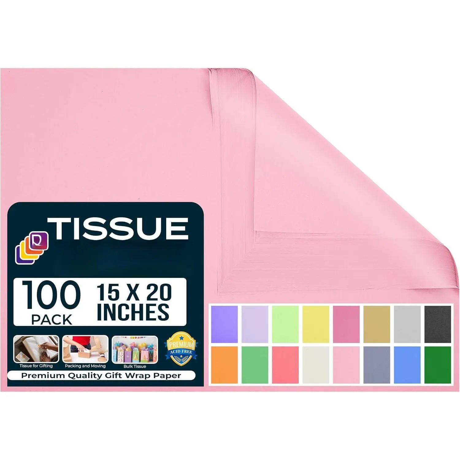 Tissue Paper, 15"x20" - Pack of 100 Sheets, Light &   for  Bags, Bulk Packaging for Wrapping & Crafting,  for Gifts & Special Occasions