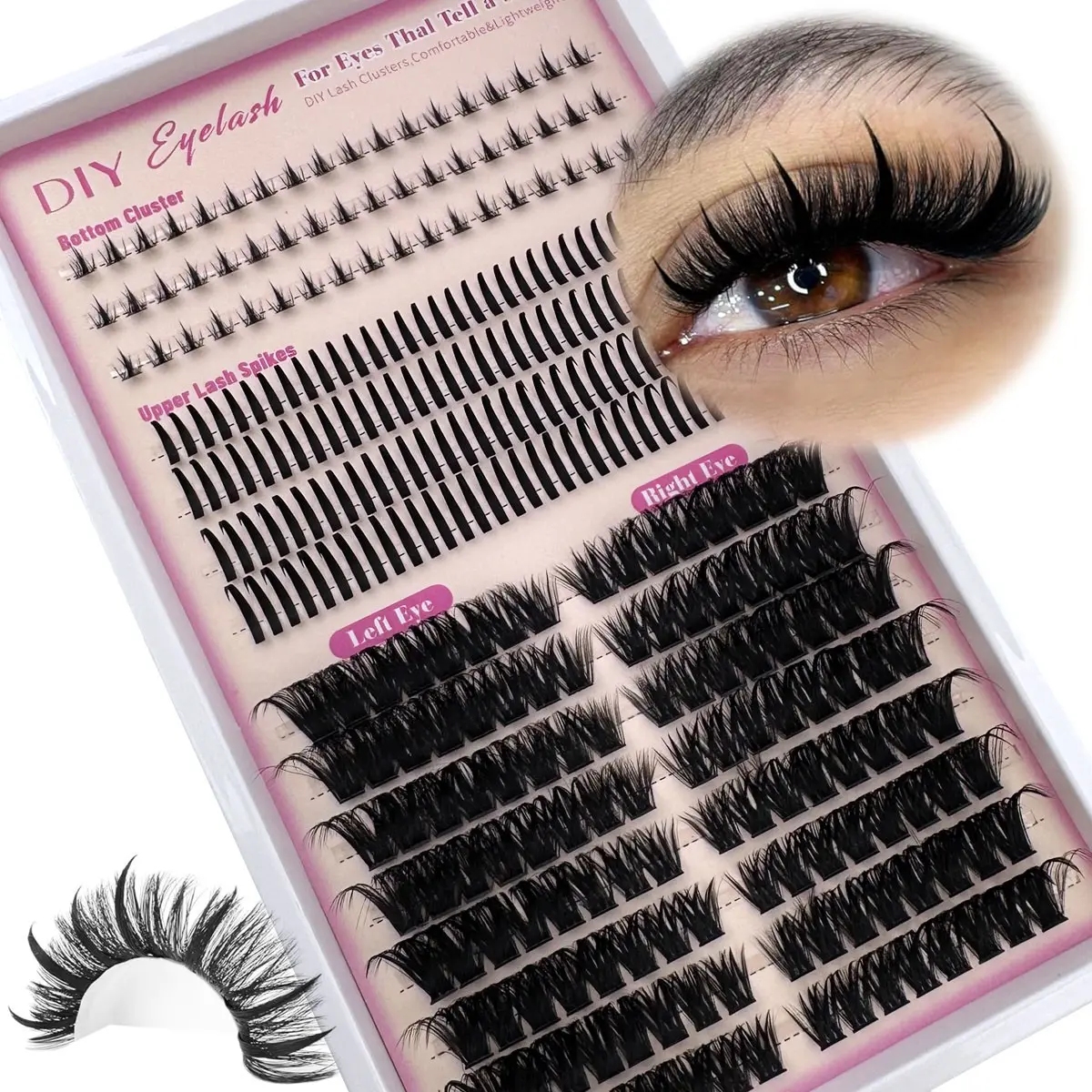 Eyelash nail, bottom eyelash, fairy hair, Volume cluster lashes, 100D eyelash cluster long eyelash lower eyelash D/DD eyelash cluster volume eyelash DIY eyelash lengthening comic eyelash cluster mink strip eyelash D Curl Clusters