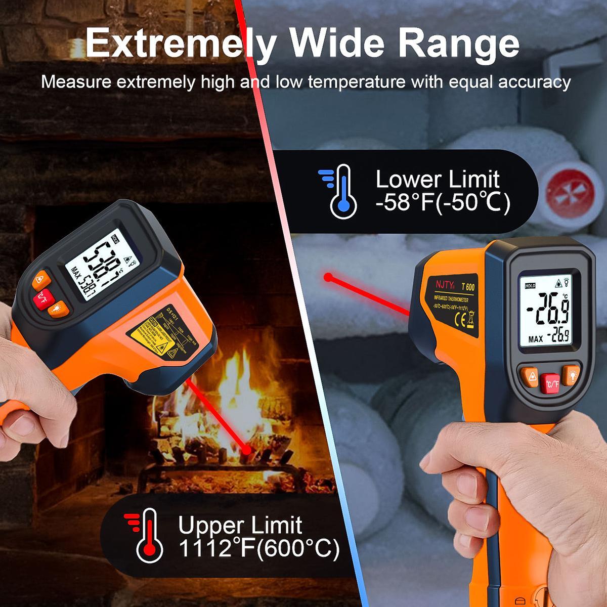 NJTY Infrared Thermometer, Handheld Temperature Measuring Tool, Laser Surface Temperature Reader, Multifunctional Industrial Temperature Meter for Home Repair