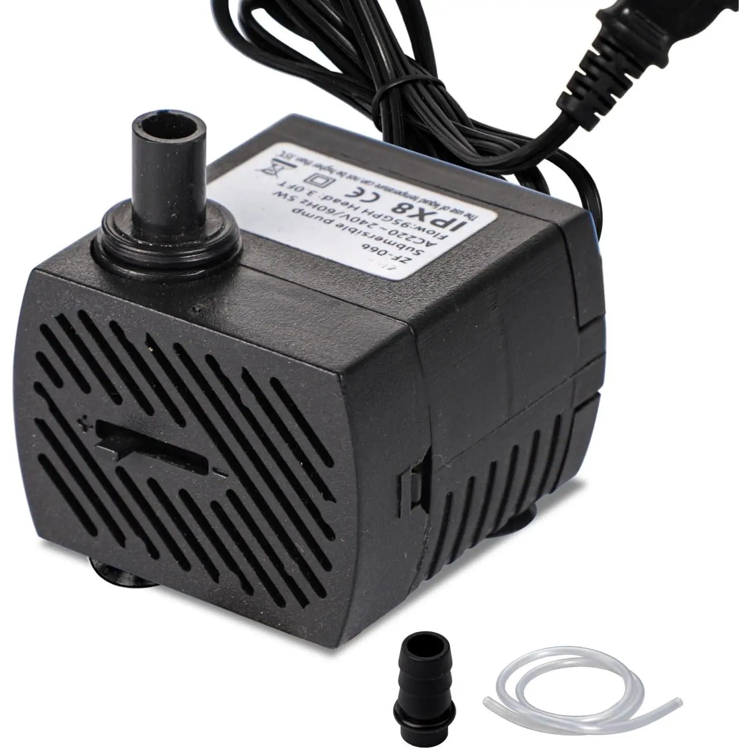 95 GPH Ultra Quiet Small Water Pump (360 L/H, 5 W) Long-Life Mini Submersible Water Pump with Tubing for Fountain, Aquarium, Fish ,  Fountain, Pond, Water Table and Hydroponics