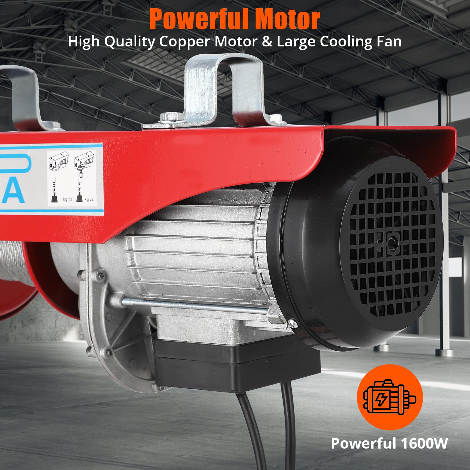GARVEE Electric Hoists: 2200lbs & 1760lbs Models, 39FT Lifting Height, 1600W Power, Remote Control Features, Perfect for Garage, Warehouse, and Factory Use with Durable Steel Wire Winch Design. GARVEE Electric Hoists: 2200lbs & 1760lbs Models, 39FT Lifting Height, 1600W Power, Remote Control Features, Perfect for Garage, Warehouse, and Factory Use with Durable Steel Wire Winch Design.