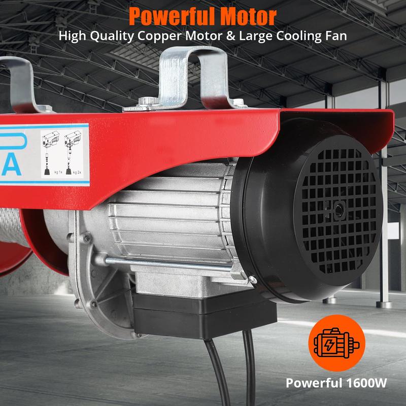 GARVEE Electric Hoists: 2200lbs & 1760lbs Models, 39FT Lifting Height, 1600W Power, Remote Control Features, Perfect for Garage, Warehouse, and Factory Use with Durable Steel Wire Winch Design.