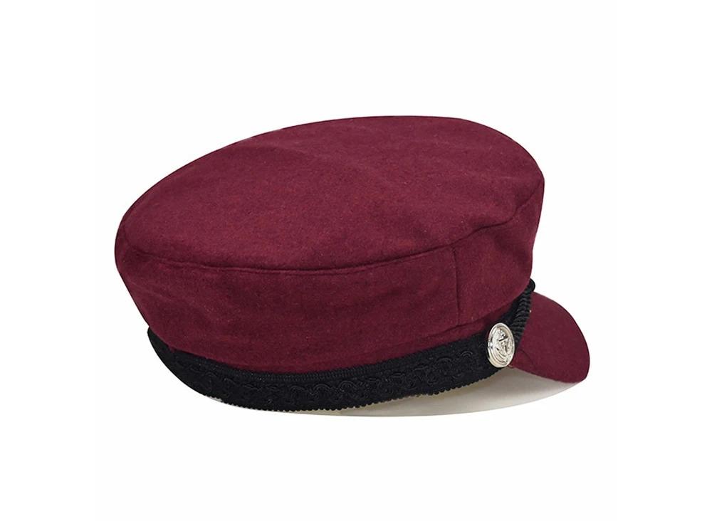 Fashion Women Men  Spring Autumn Sailor Black Ladies Beret Top Captain Cap Travel  Octagonal Hat