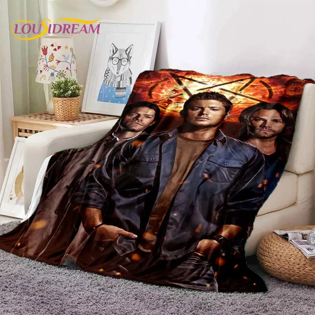 Supernatural Mystery Brother Duo Inspired Flannel Blanket, Soft Cozy Lightweight Throw for Adult Blanket Kids Blanket, Fantasy TV Style Picnic Bed Sofa Bedroom Home Decor Gift All Season