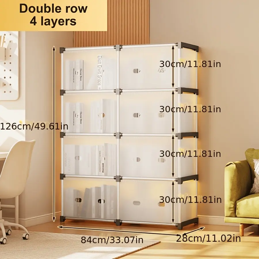 6/8 Door Home Assembled Storage Box, Storage Wardrobe, Strong Load-bearing Capacity, Odorless, Flip Up Design, Smooth Switch, Suitable for Bedrooms, Cloakrooms, Ideal Temporary Storage Cabinets for Seasonal Changes, Trunks