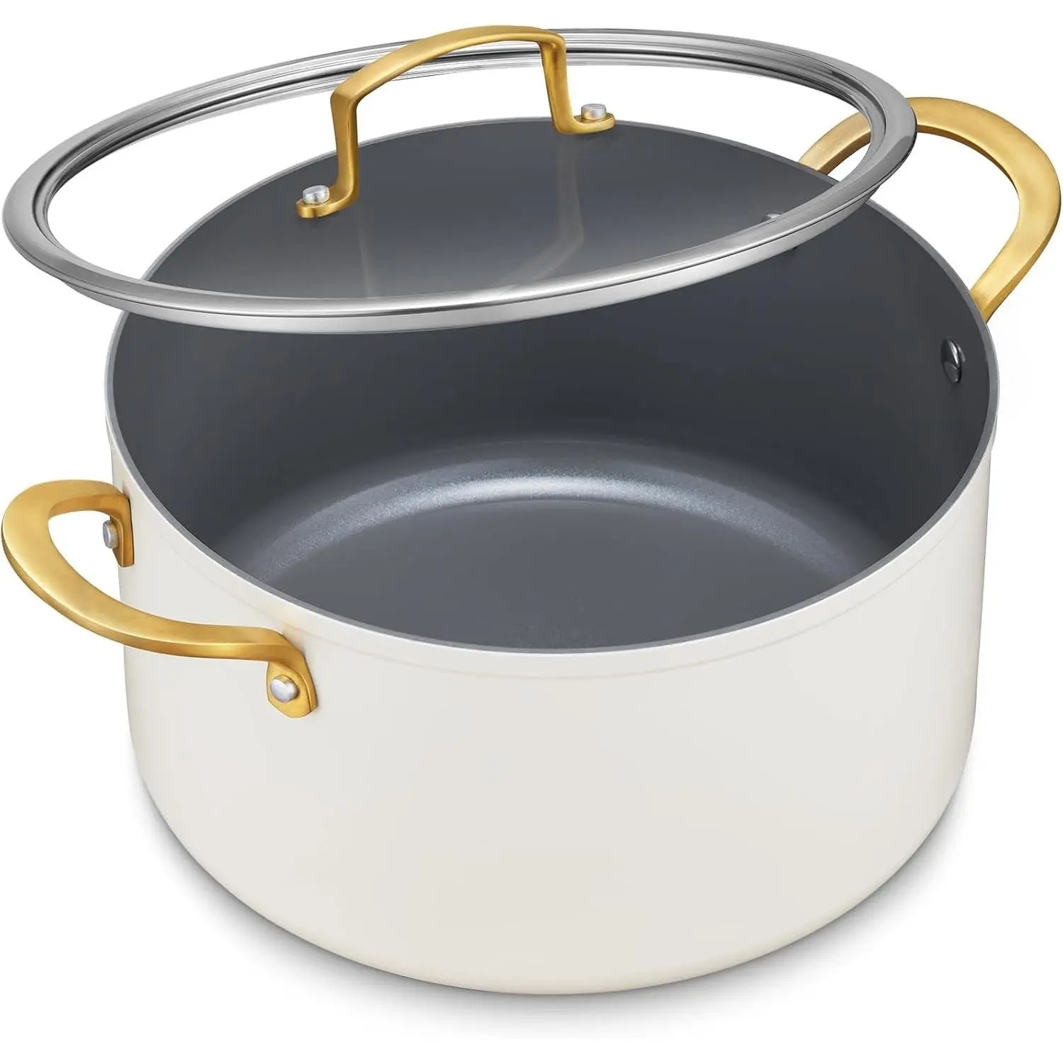 12QT Large Ceramic Nonstick Stock Pot with Lid, Induction Cooking Pot | PTFE/PFOA-Free Nonstick Soup Pot, Oven & Dishwasher Safe, for All Stovetops, for Heavy Batch Cooking, Holiday Feasts & Broth