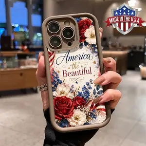 Vintage Patriotic America The Beautiful Floral American Flag Slim Phone Case For iPhone 17 16 15 14 Pro Max 13 12 11 XR XS Plus Air Shockproof Anti Drop Durable TPU Protective Cover Made in USA 4th of July Gift,junk