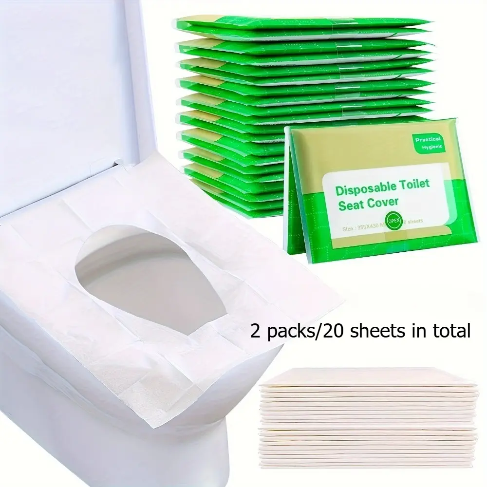 2 packs/20 sheets in total - Portable disposable toilet seat pads - Compact design, durable structure, essential for travel, hotels, and public restrooms, portable and hygienic for travel