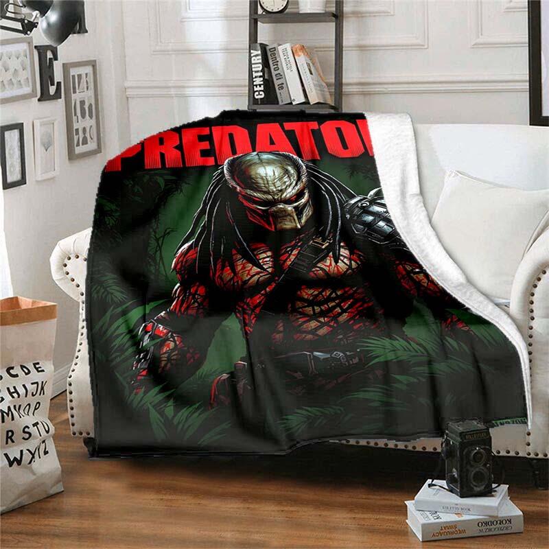 [Predator Flannel Blanket] Predator-Inspired Flannel Throw Blanket - Digital Print, Soft Polyester, All-Season Comfort for Home, Office, Travel, and Outdoor Use - Ideal Gift for Movie Fans-280GSM