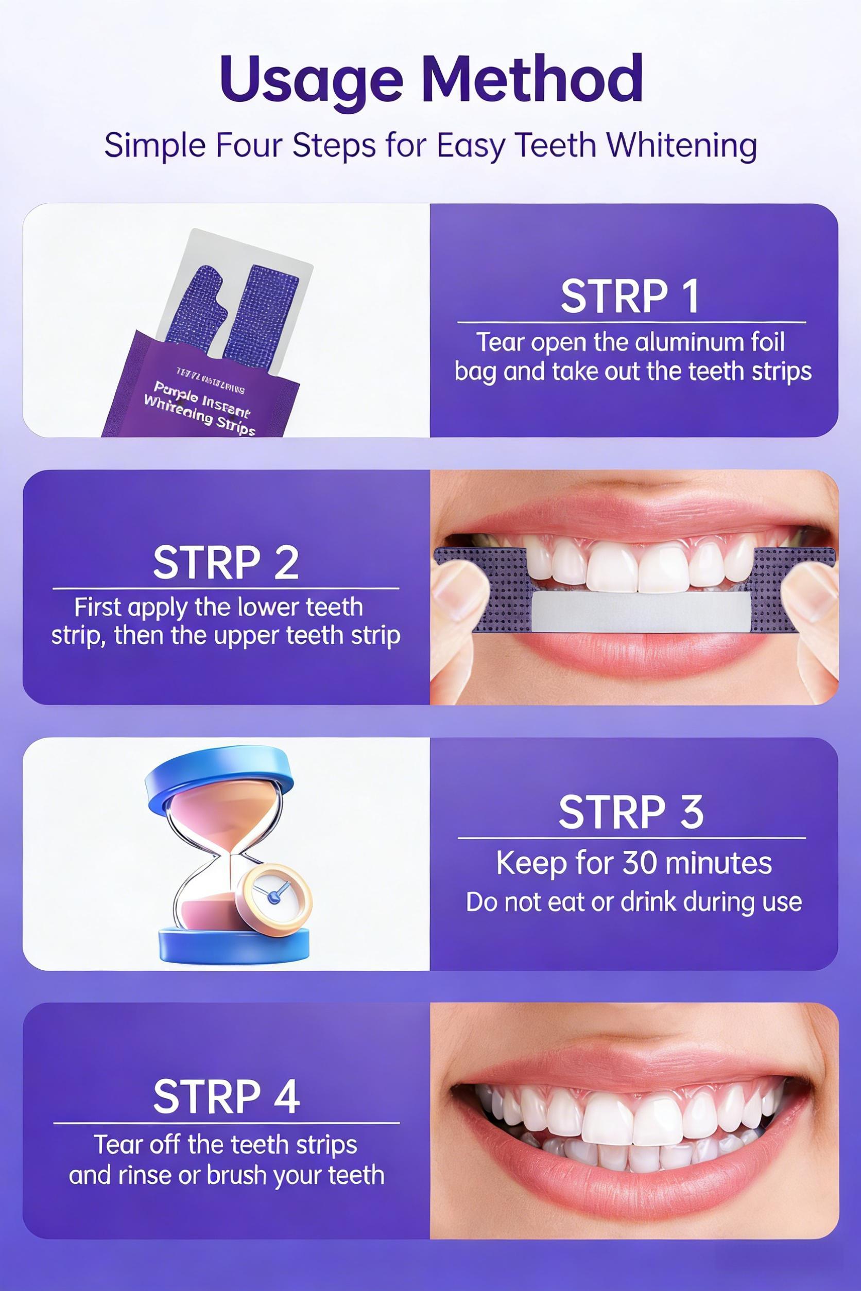 28 PCS teeth whitening strip pack - uses advanced optical whitening technology to remove coffee/tea/red wine/yellow stains, minty flavor, visible results in just 30 minutes a day.