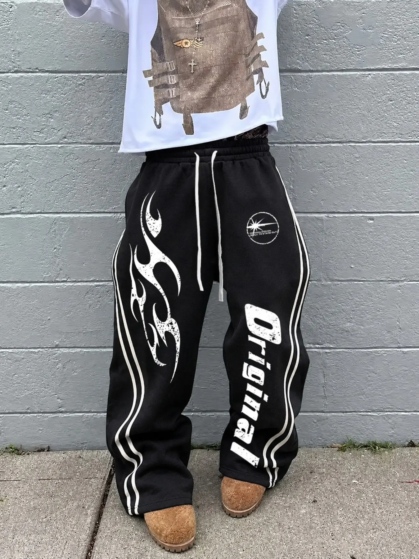 Fashion Streetwear Side Stripe Curved Hem Sweatpants, Unisex Essential for Outings, Trendy and Comfortable Design, Perfect for Daily Wear, Casual Comfy Sweatpants