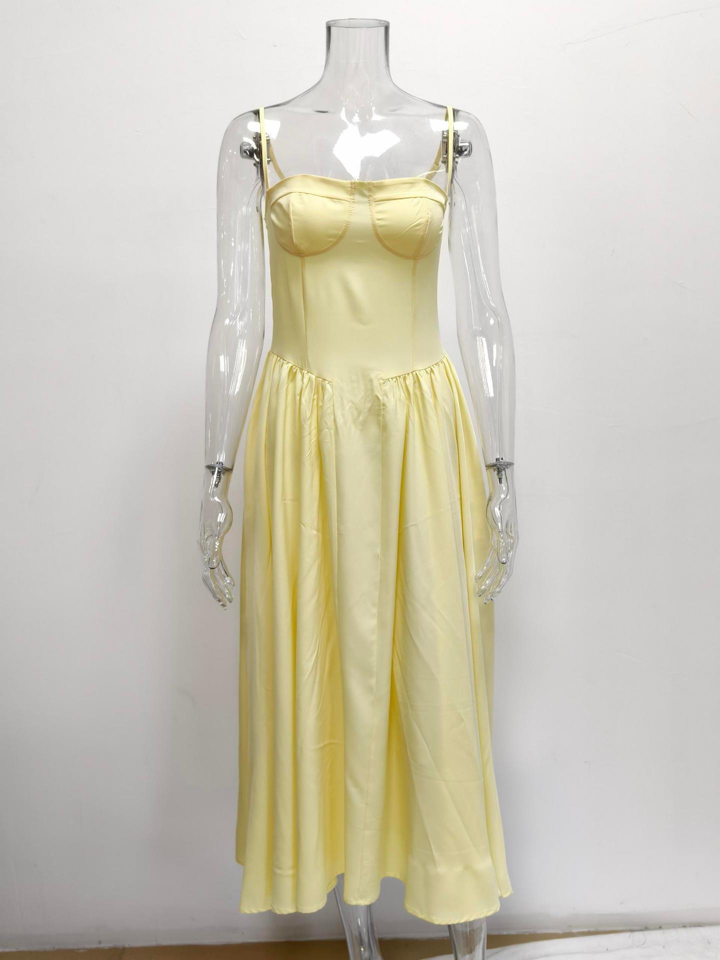 2026 beautiful women's clothing, new spring models, French retro court style solid color suspender dress