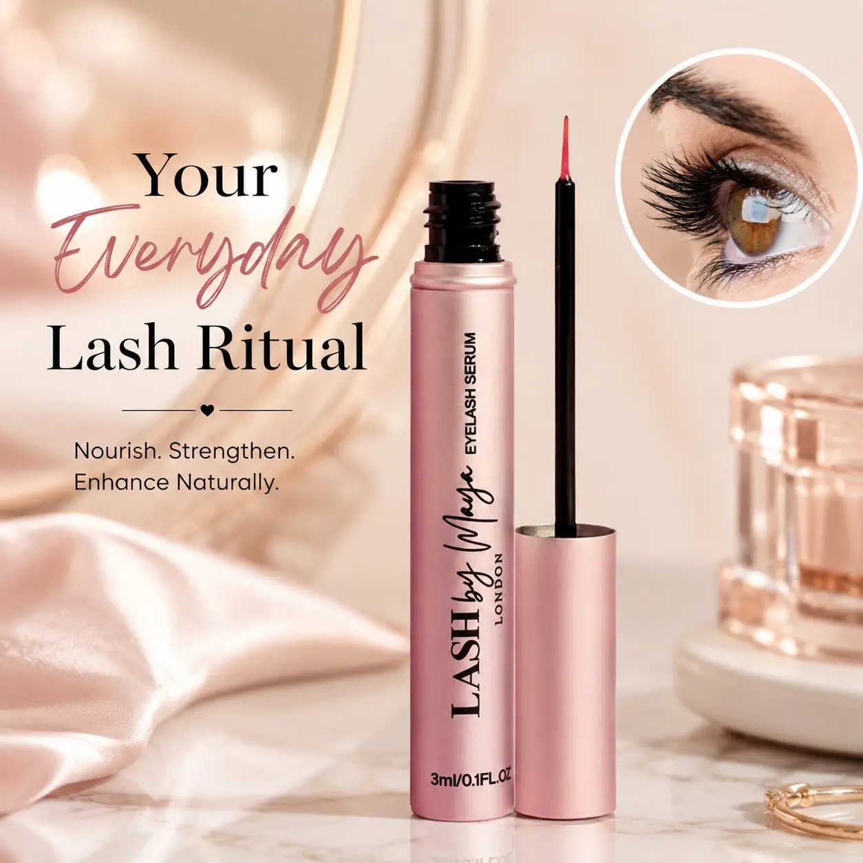 Lash Growth Essence 5ML, Precision Application, Lightweight Non-Greasy, Strengthens Sparse Short Lashes, Nourishing Eyelash Care Serum