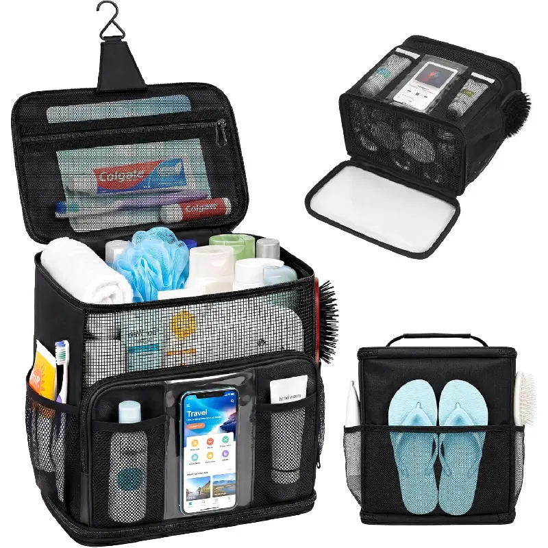 Shower Caddy Portable for College Dorm, Hanging Travel Toiletry Bag with Phone Pocket & Waterproof Bottom Cover,Quick-Dry Mesh Shower Bag,Dorm Room Essentials for Guys & Girls,Cruise Essentials 2026